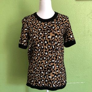 Michael Kors Top Short Sleeved Print Leopard  Size S